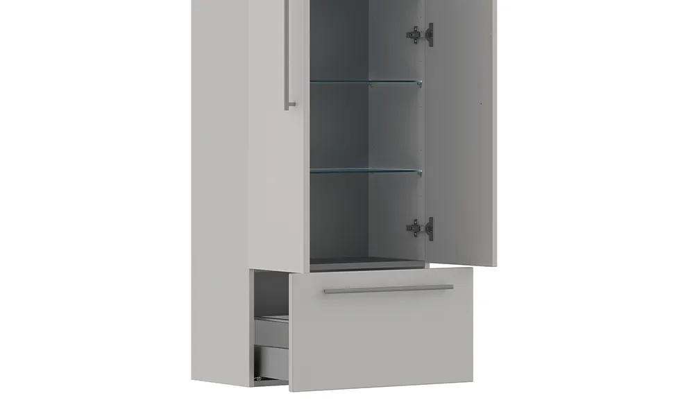 eine moderne weiße Schrank mit minimalistischen Design-Elementen und viel Raum